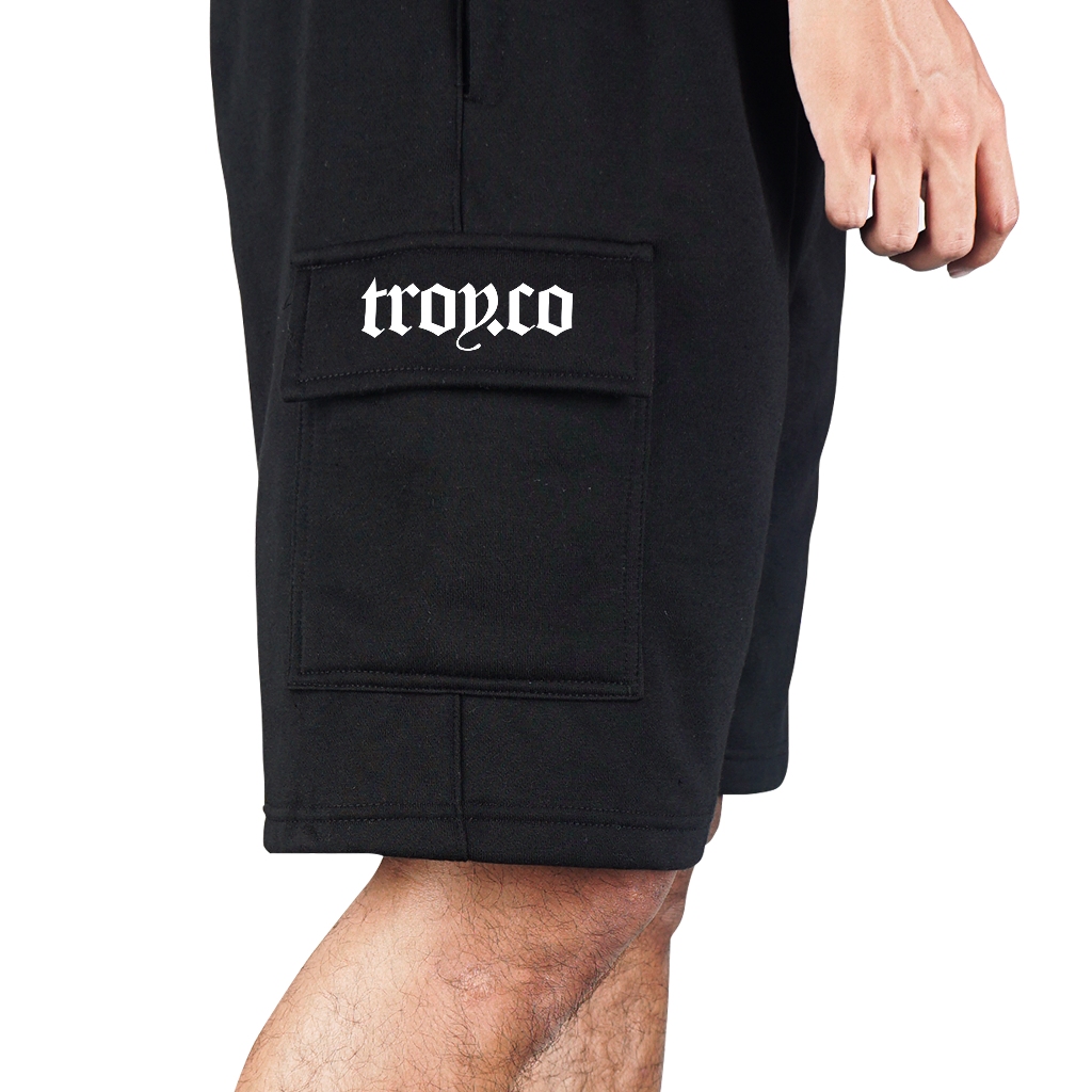 Troy Company Cargo Pants Fleece Short Pants Black Seed Life - Celana Pendek Kargo Hitam SFC 3064
