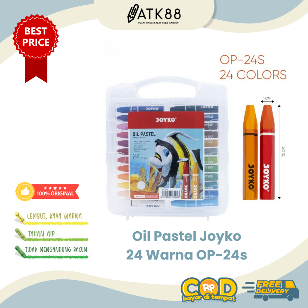 

[ATK88] Oil Pastel Joyko OP-24s Colors Kids 24 Warna Crayon Krayon Minyak Anak