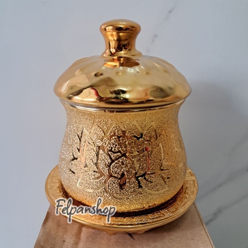 Cangkir Teh Sembahyang Tapeco cangkir Keramik emas Set tutup cangkir keramik set