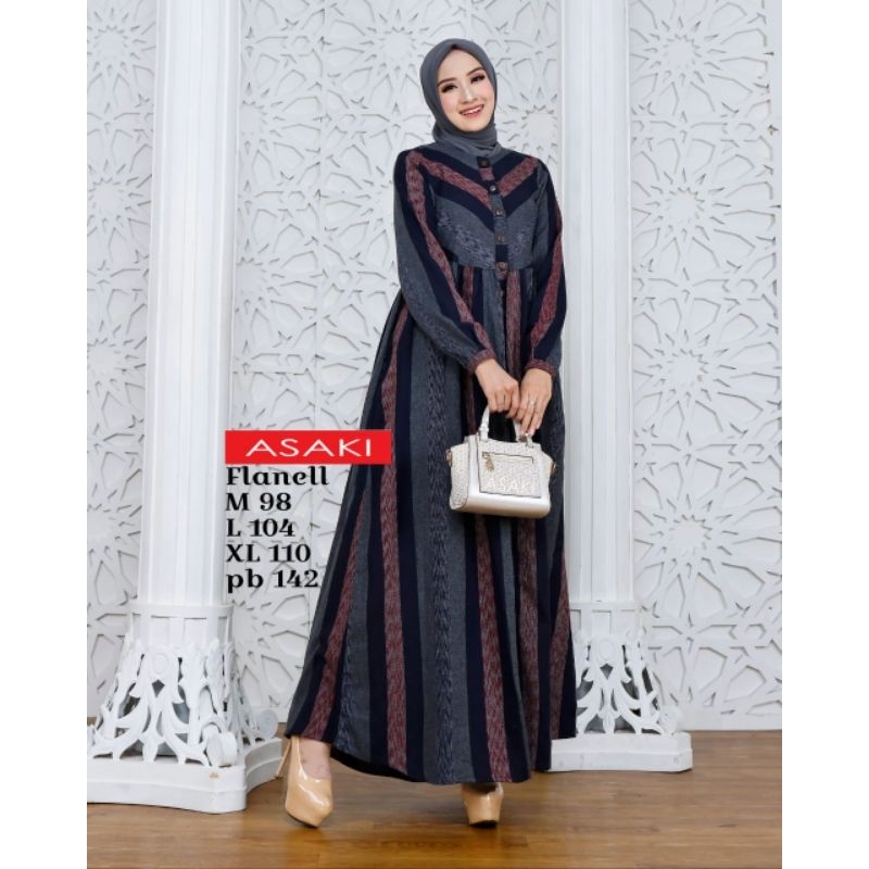 Gamis Katun By Asaki Terbaru Original / Gamis Full Katun Bushui Muslimah Terbaru / Gamis Katun Flane