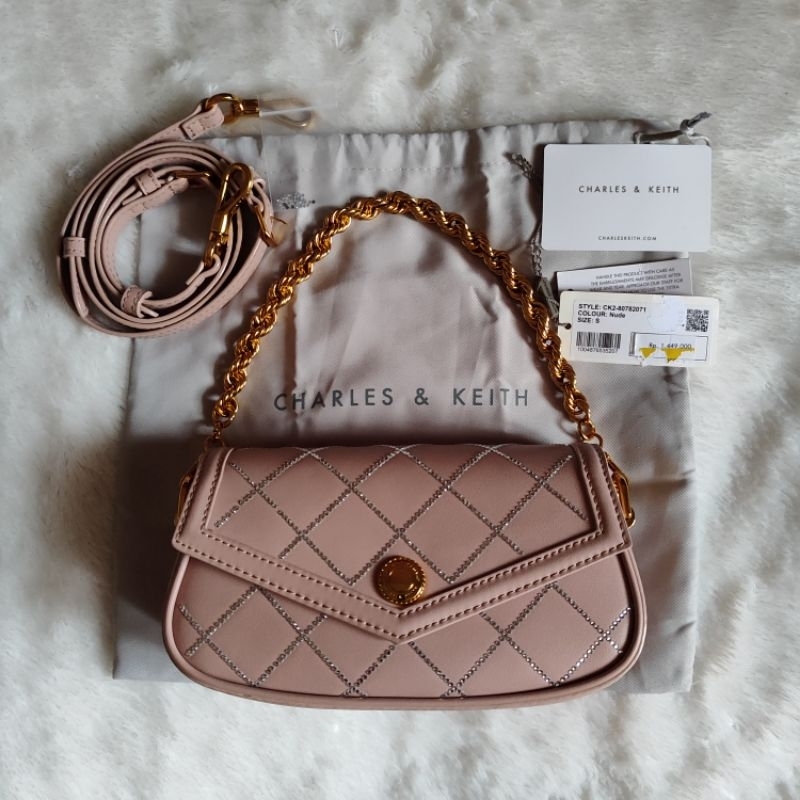 Tas Charles and Keith Este Chain Handle Satin Bag New / Tas Charles & Keith Bag / Tas CK C&K