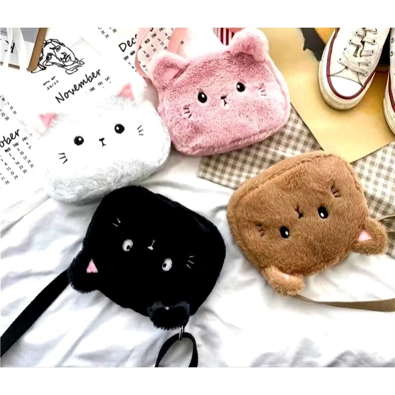 TAS SELEMPANG BONEKA KUCING TAS WANITA LUCU