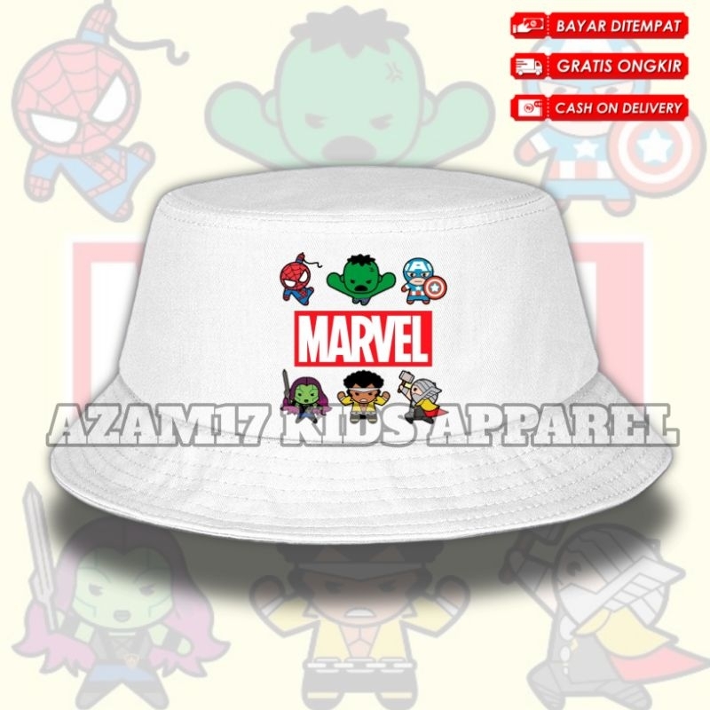 Topi Bucket Marvel Studio Super Hero / Topi Bucket Hat Anak Captain Marvel