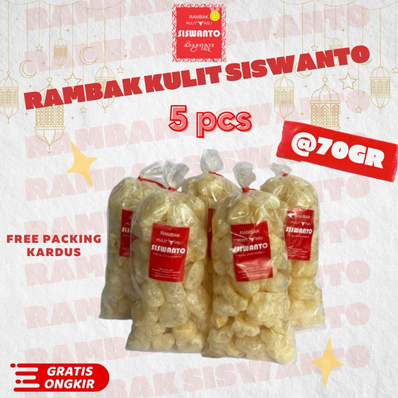 

Paket 5 pcs Kerupuk Rambak Kulit Sapi Asli Siswanto @70Gram Original