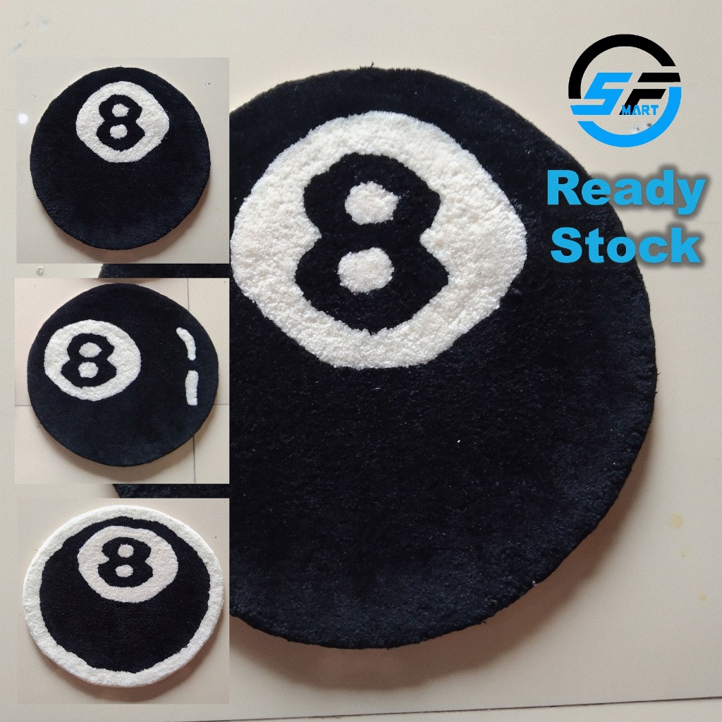 Karpet 8ball versi 2 Tufting / Doormat/ karpet bulat motif bola/Bulu Halus Anti-slip handtufted