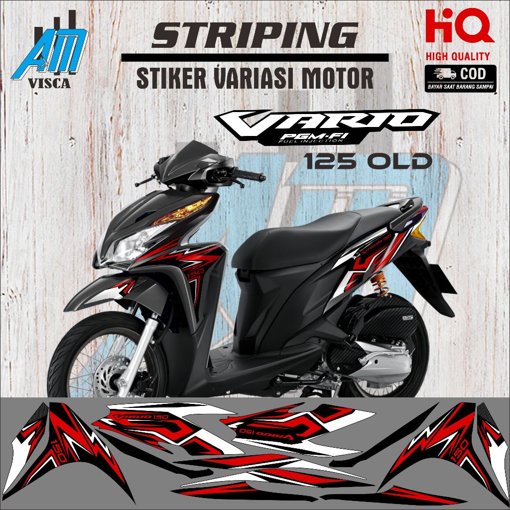 Striping Stiker Vario 125 old Stiker Variasi Motor Vario 125 Old Desain Thunder New