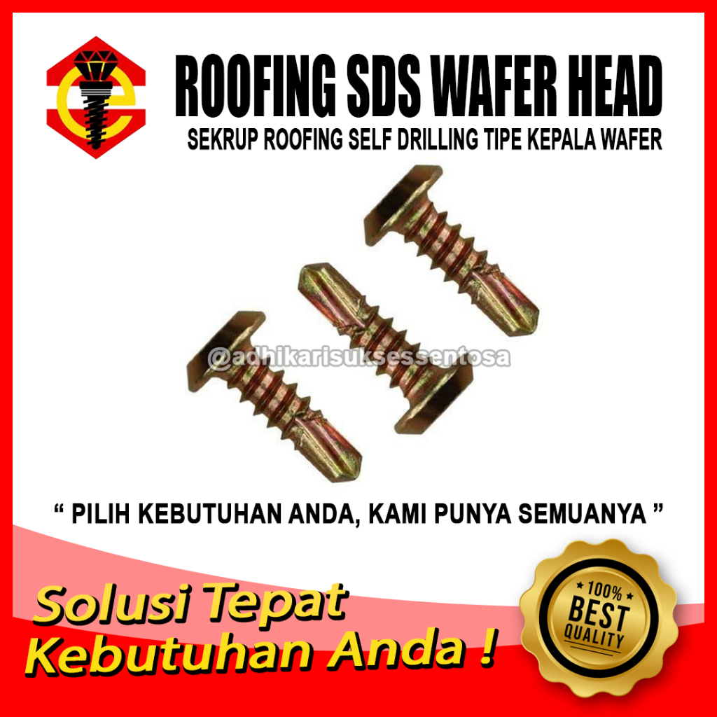 (100 PCS) Sekrup Roofing Wafer Head SDS 10x32 (3 CM)