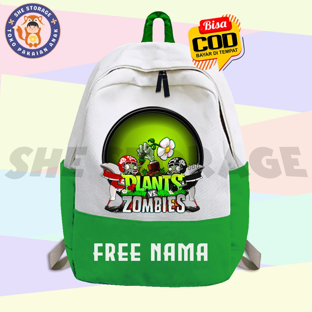 FREE NAMA - TAS RANSEL ANAK TAS SEKOLAH ANAK PLANTS VS ZOMBIE