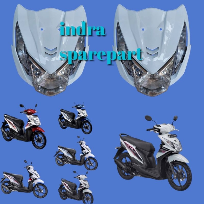Full Set Tameng Body Depan Plus Reflektor+Sein Kiri Kanan Beat Fi 2013-2015 Putih