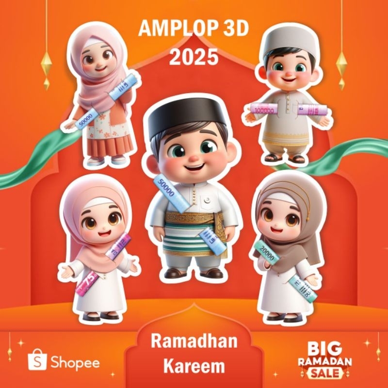 

1 Pack isi 10 pcs Amplop lebaran karakter amplop idul fitri amplop peluk uang angpao amplop lebaran