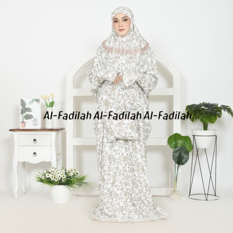 Al-Fadilah Mukena Terusan Dewasa Motip Katun Foil Gliter Mukena Lajuran Jumbo