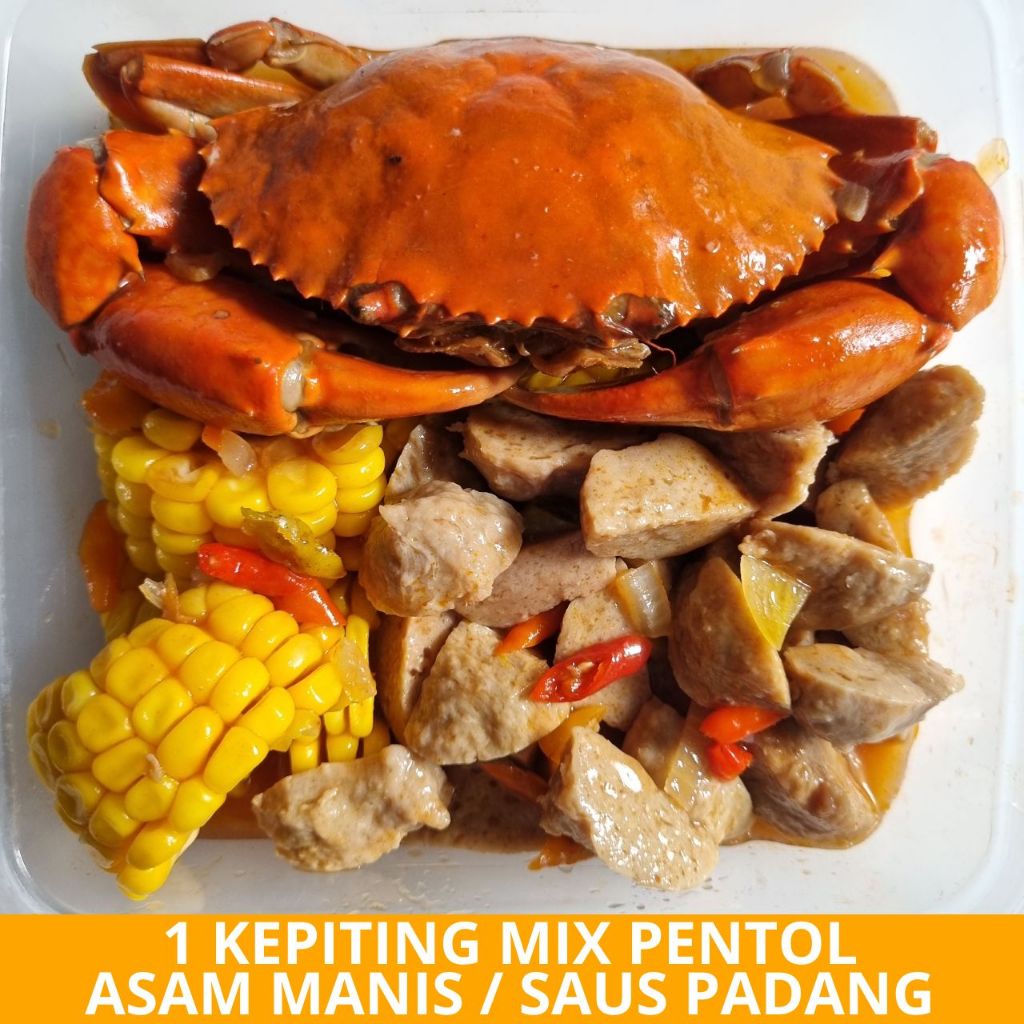 

1 Kepiting Mix Pentol Asam Manis / Saus Padang Special - Arviansyah Seafood Surabaya