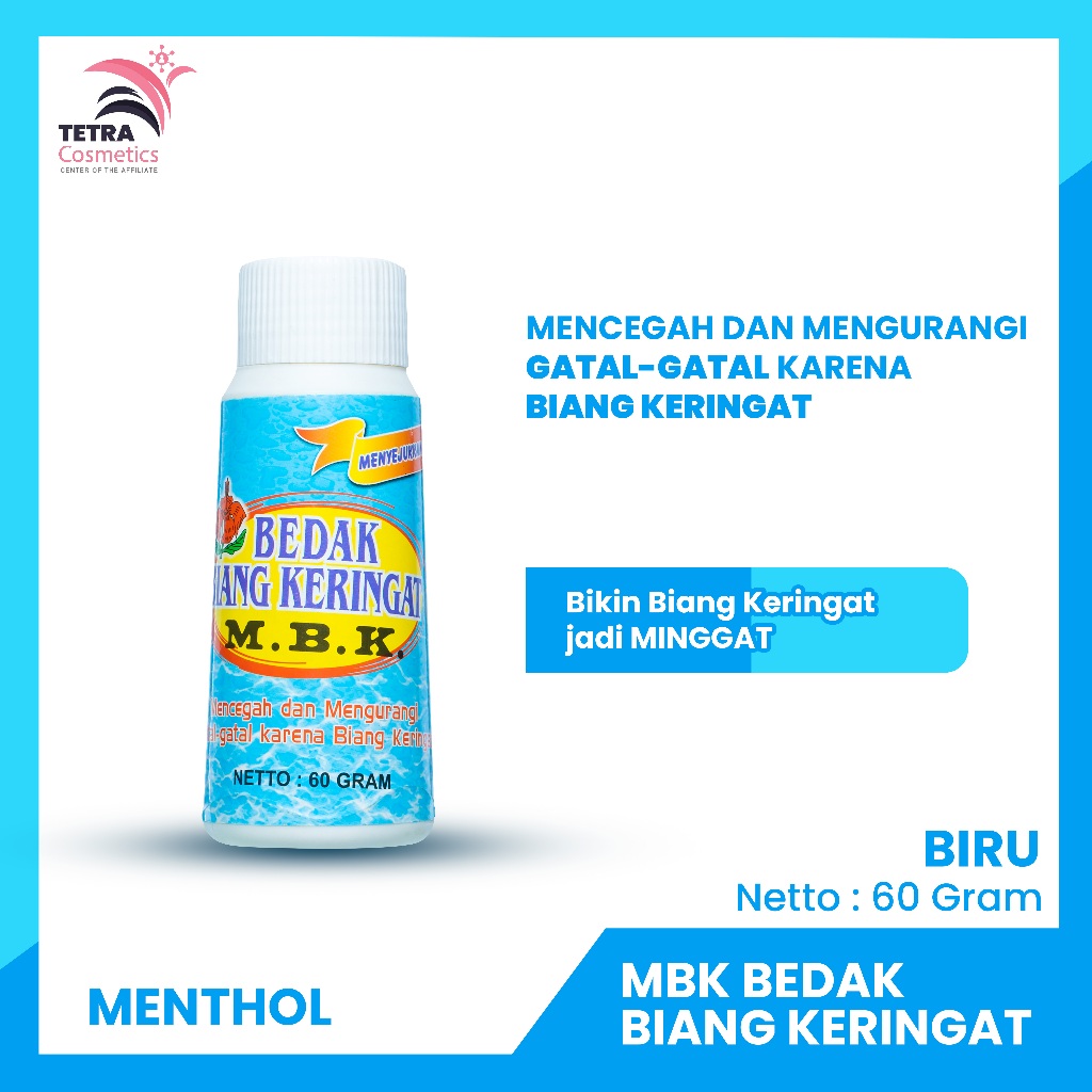 MBK Bedak Biang Keringat Biru Botol - 60 Gram (Menthol)