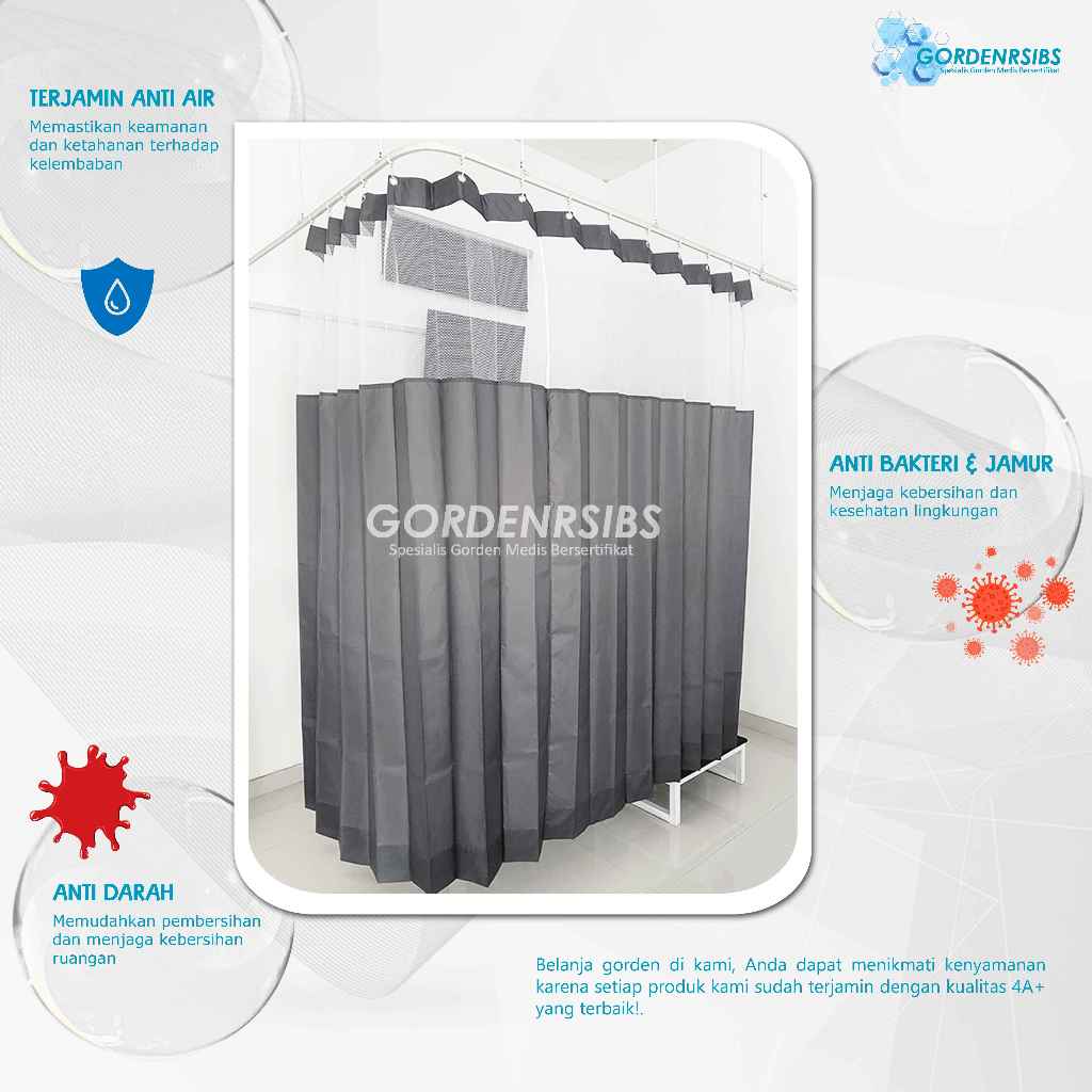 GORDEN RUMAH SAKIT KLINIK SEMI PVC BAHAN ANTI BAKTERI TIRAI UGD ANTI DARAH