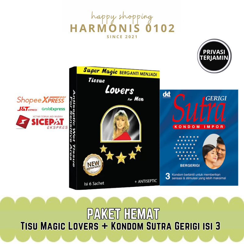 Tissue Lovers for Man Paket Untuk Pria (6 Pcs) + Kondom Sutra Gerigi (3 Pcs) / Tissue Antiseptik /