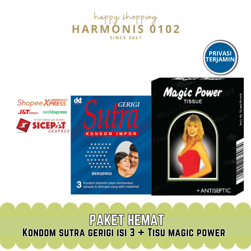 Tisu Magic Power Paket Untuk Pria (6 Pcs) + Kondom Sutra Gerigi (3 Pcs)