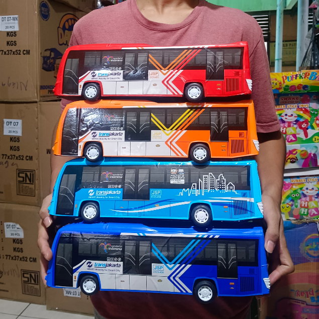 Mainan Anak Mobil Busway Transjakarta / Mainan Mobil Mobilan Transjakarta Ukuran Besar - Miniatur Mo