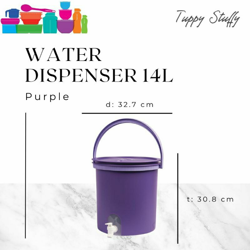 Tupperware Water Dispenser 14Liter Purple Dispenser Kapasitas Besar Dispenser Portable Cantik Elegan