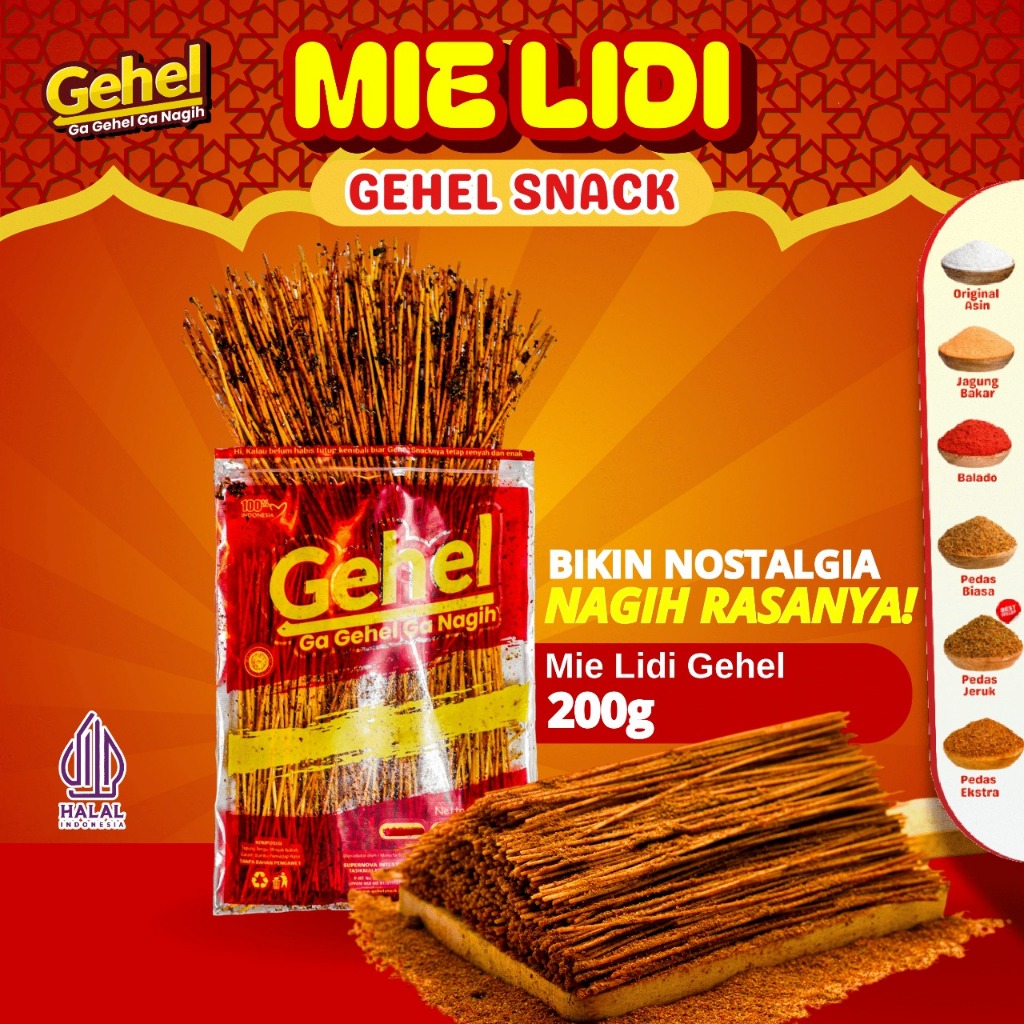 

Gehel Mie Lidi 200gr - Makanan Ringan (Grosir)