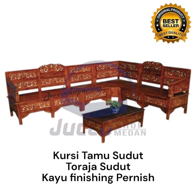 [ JUCCO ] Kursi Tamu  Sudut Kayu Jepara Minimalis - Sofa Tamu L Kayu Jati Ukir - Sofa Tamu Sudut - K