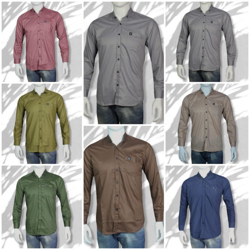 grosir kemeja polos panjang bahan katun pilihan merk aif,redblit,njc,glory dll
