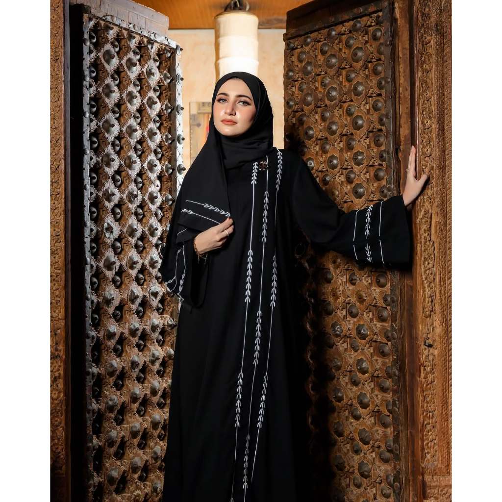 DRESS HITAM ELEGAN SET HIJAB BY SHELLA SAUKIA ORI