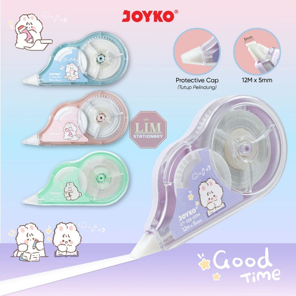 

Ay00! JOYKO TIP EX KERTAS / TIP EX ROLL CT-522 LENGKAP (12PCS) CORRECTION TAPE
