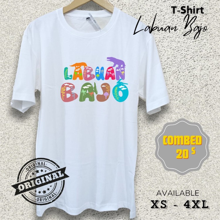 Kaos Labuan Bajo Bold Destinasi Wisata Populer Indonesia - Kaos Cowo Cewe Bahan Tebal Combed 20s