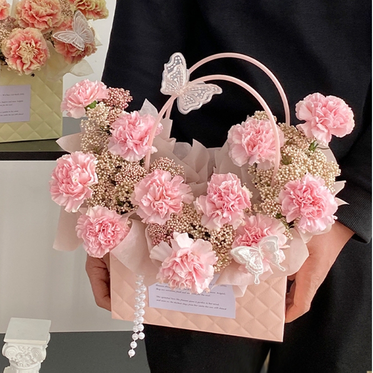 

Kotak bunga dengan tas tangan Bahan bunga-bunga kotak hadiah bunga segar