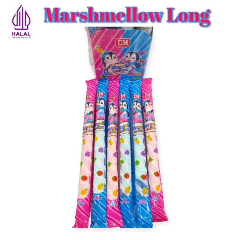 

Marshamellow Long 30 pcs - Cemilan Marshmellow Panjang ±28 Cm - Makanan Ringan lembut Rasa Buah jajanan Candy Snack Food Camilan