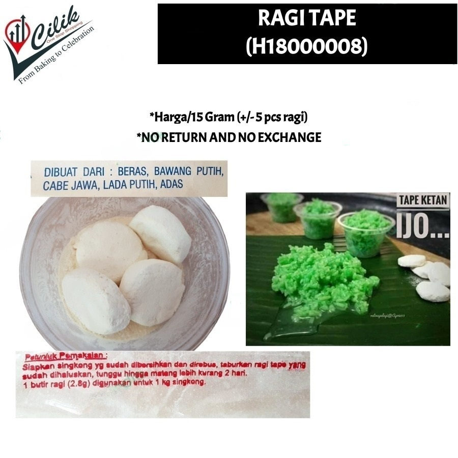 

ragi+tape+yeast+pengembang+singkong+ketan+hijau+hitam+bahan+panas