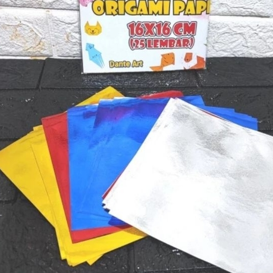 Kertas Origami METALIK Mengkilat 1pak isi 25 Lembar