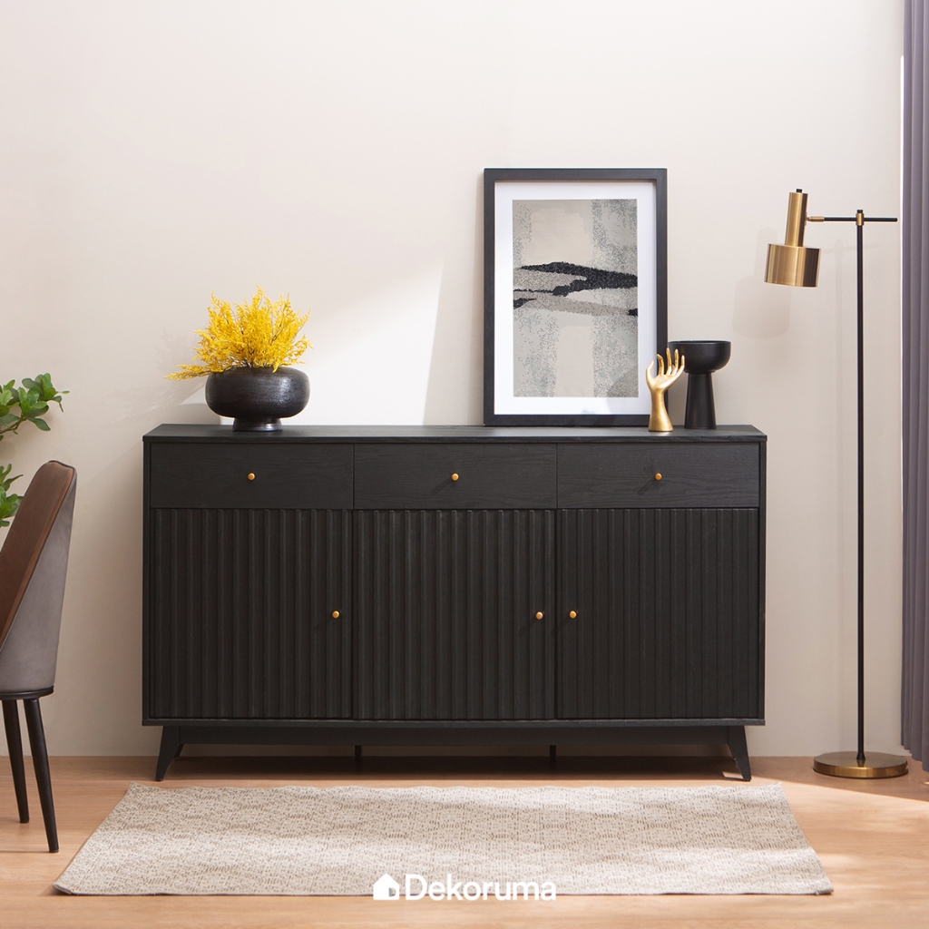Dekoruma ZURI Credenza / Lemari Kabinet Kayu dengan Pintu dan Laci