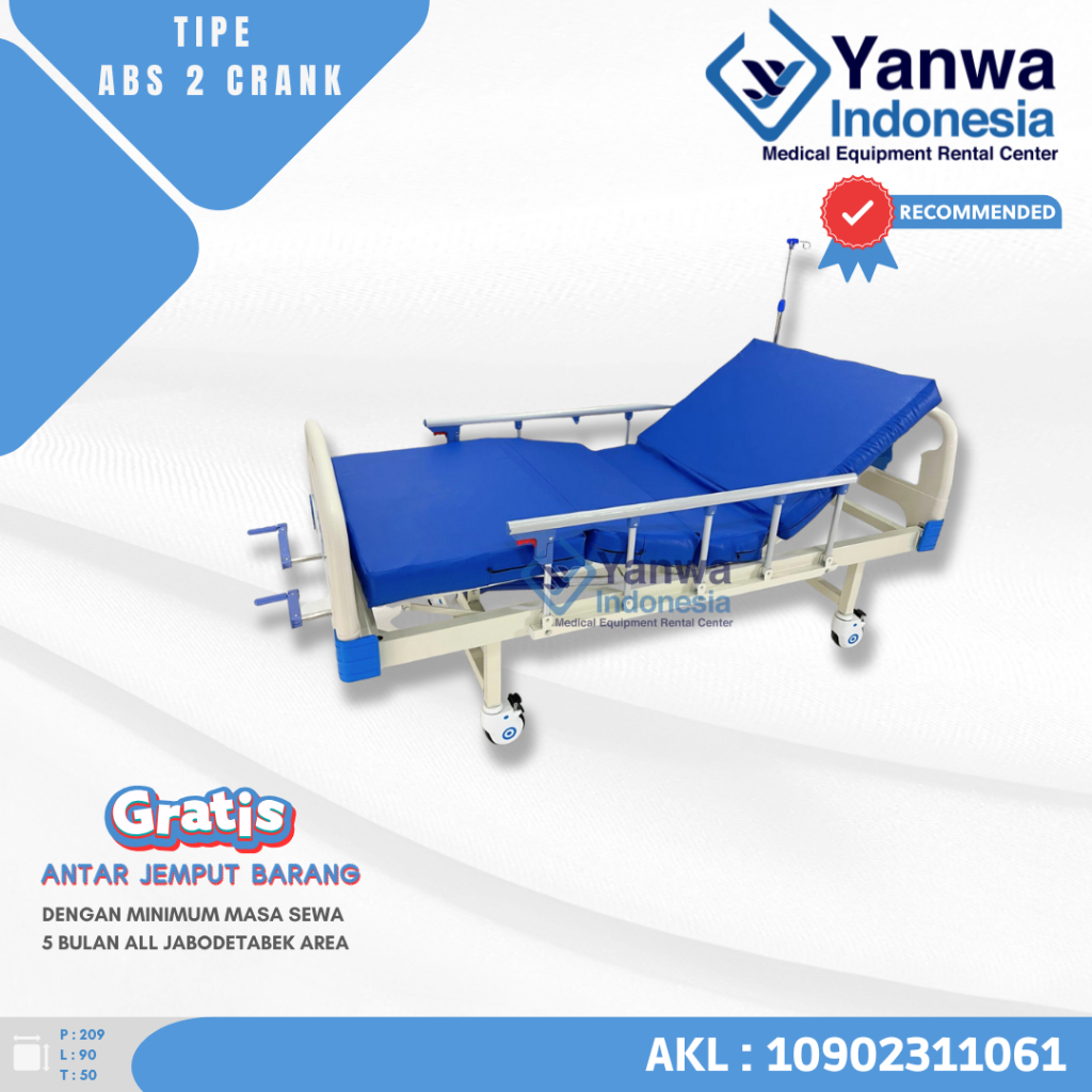 Sewa Bed Pasien ABS 2 Crank/ Rental Bed Pasien Rumah Sakit