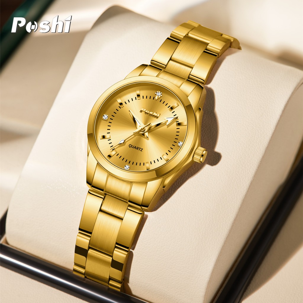 Jam Tangan Wanita Poshi Desain Elegan, BahanStainless Steel,TahanAir, NightGlow,Indeks PS974 Watches