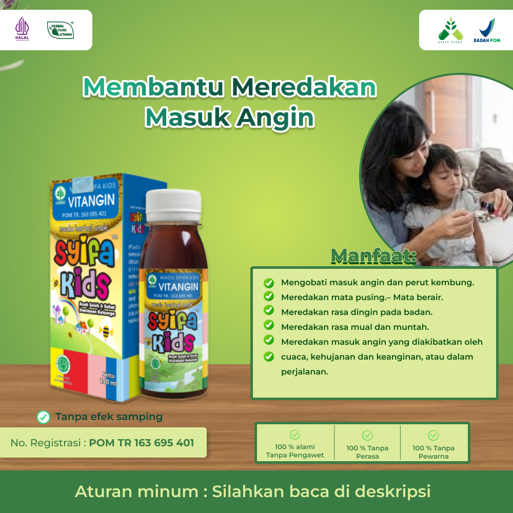 

SYIFA KIDS VITANGIN Madu Anak Masuk Angin dan Perut Kembung