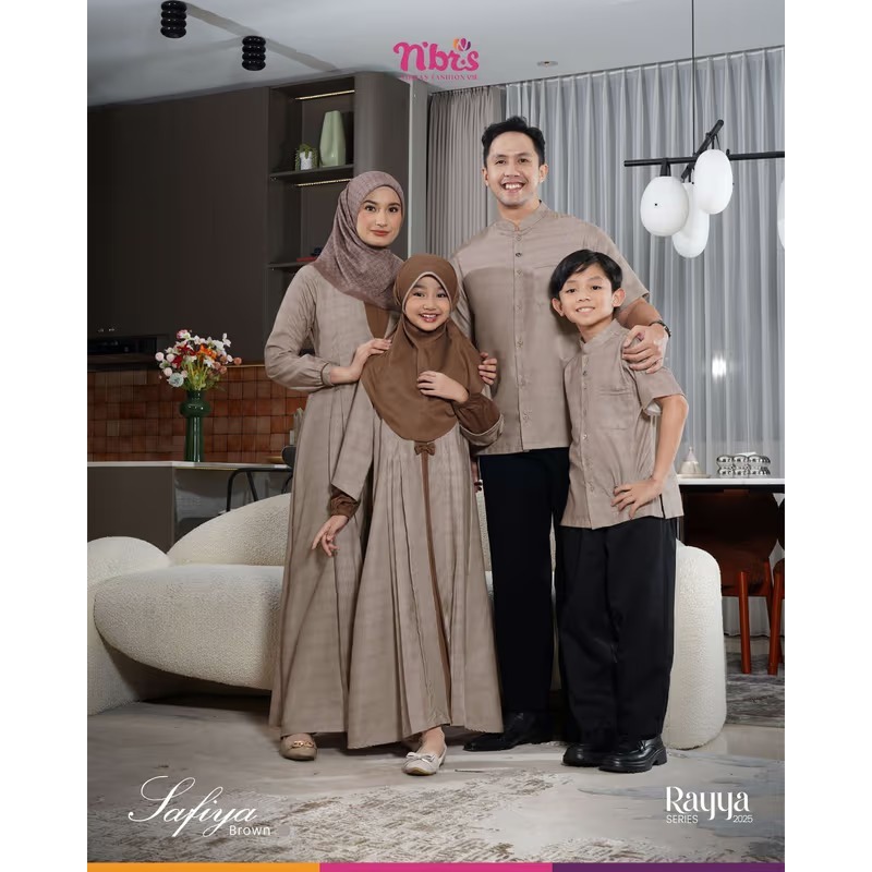 Gamis NIBRAS SARIMBIT SAFIYA BROWN TERBARU Gamis Set Pakaian Keluarga