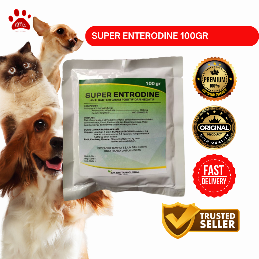 Obat Mencret Ternak - Super Enterodine 100 gr - Obat Mencret Ayam - Obat Mencret Kambing - ObaT