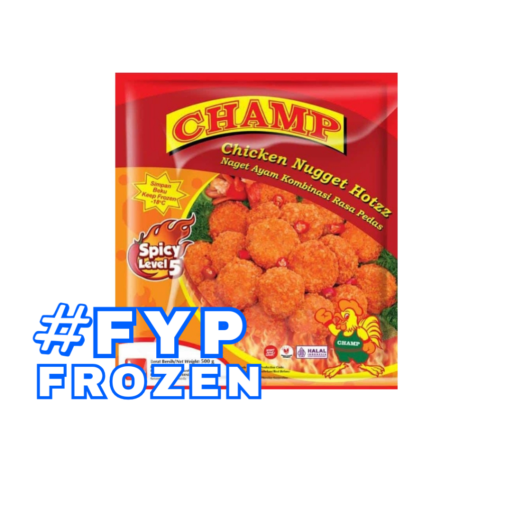 

CHAMP CHICKEN NUGGET HOTZZ 500GR LV 5 NAGET AYAM PEDAS SPICY LEVEL 5