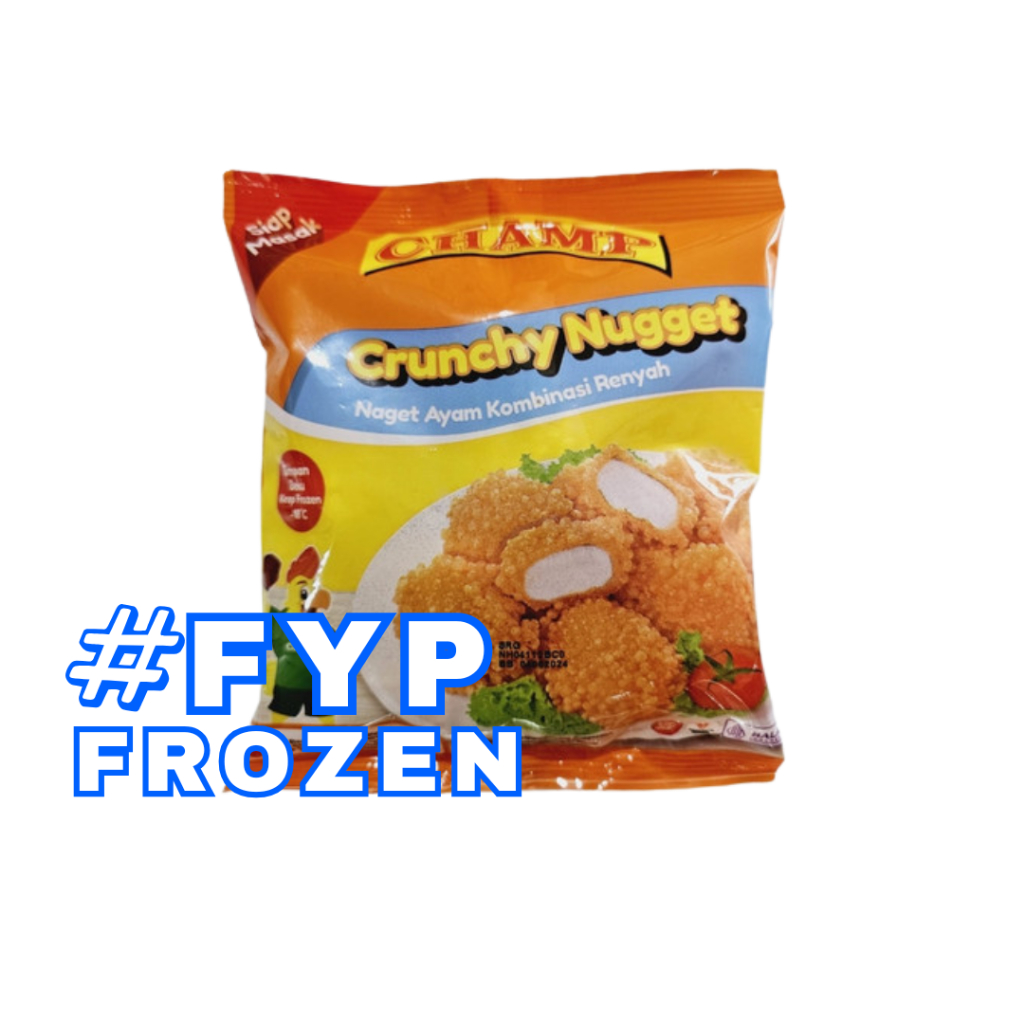 

CHAMP CRUNCHY NUGGET 225GR/NAGET AYAM KOMBINASI/FROZEN FOOD