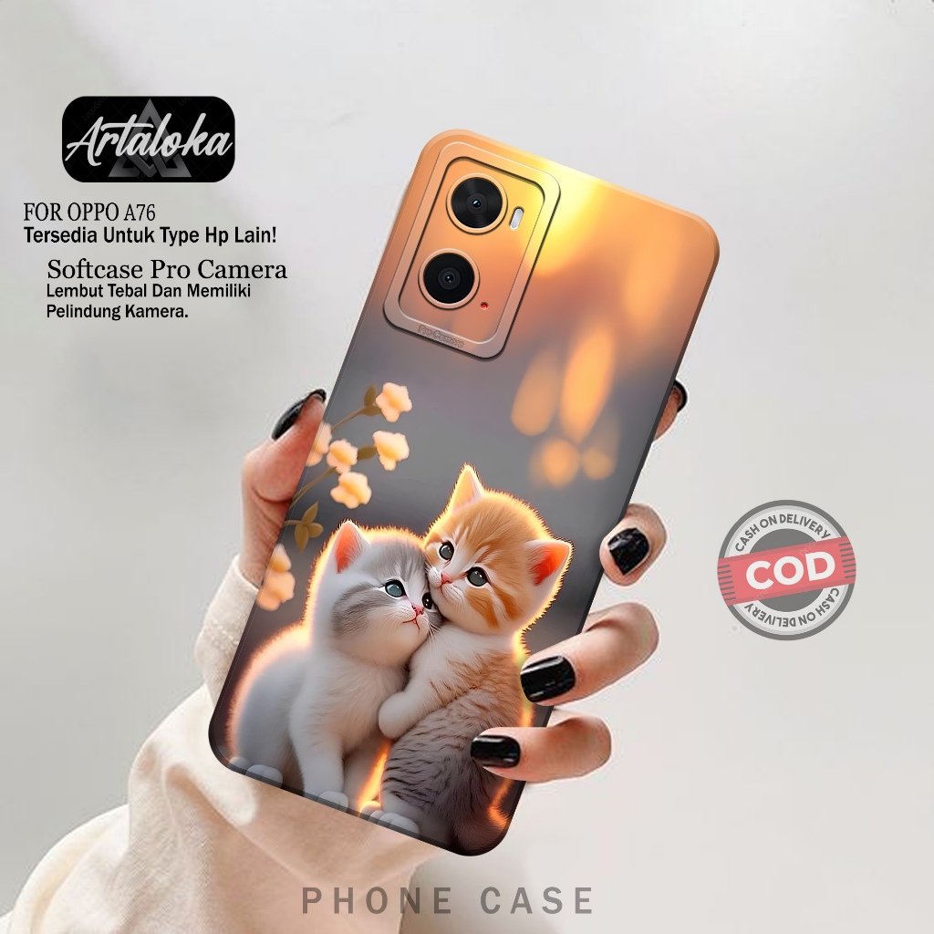 Case Hp Oppo A76 - Fashion Case Kucing - Softcase Oppo A76 - Casing Oppo A76 - Kesing Oppo A76 - Sil
