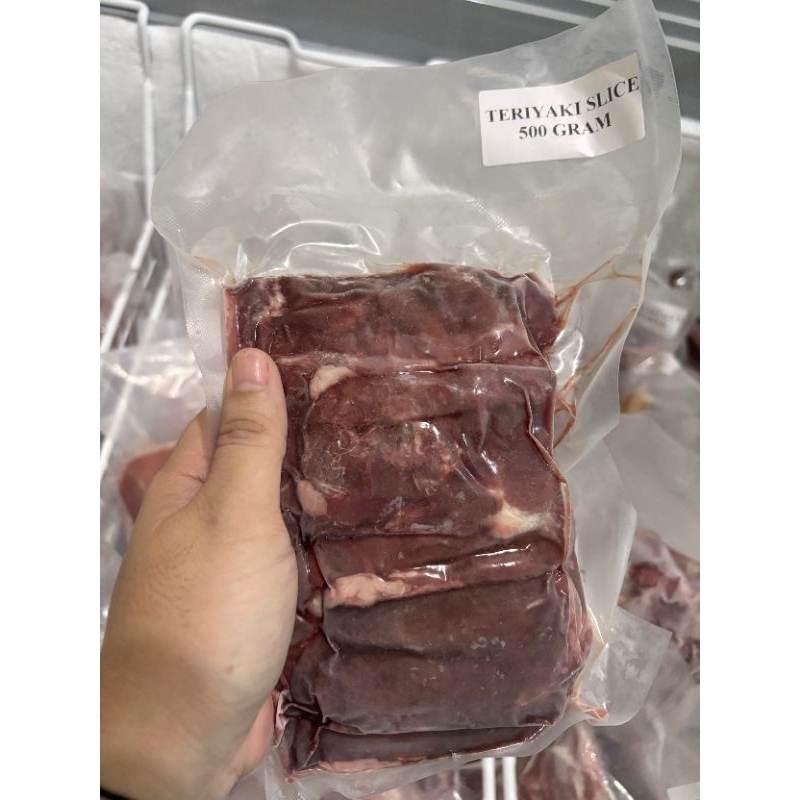 

teriyaki slice 500gr/sukiyaki teriyaki slice kemasan 500gr /bahan premium