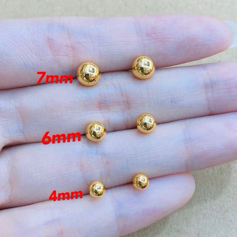 Anting tusuk bola polos emas 24k xuping perhiasan fashion tahan karat