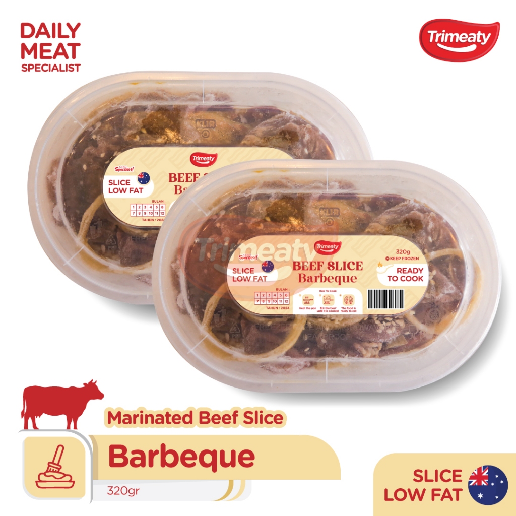 

Beef Slice Barbeque (Low Fat) / Slice Low Fat Marinasi Barbeque / Ready to Cook / Makanan Instan Frozen 320gr