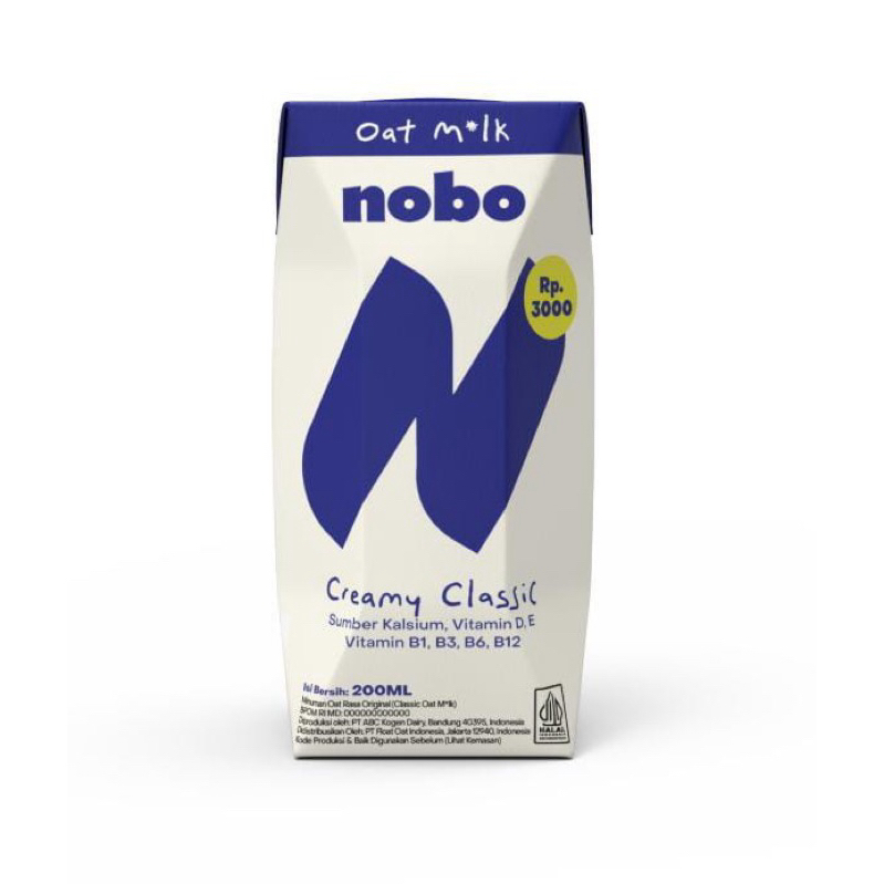 

SUSU OAT MILK NOBO CREAMY CLASSIC [ 1 KOTAK @200ML ] | OATMILK SUSU VANILLA | OATSIDE OATMILK | MINUMAN OAT