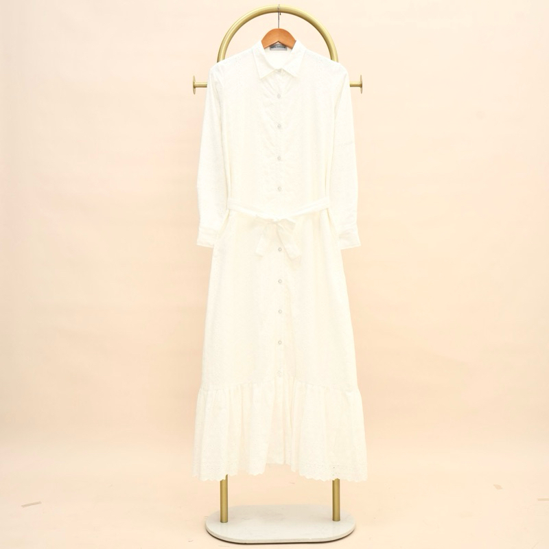 Gamis Brukat G1158 Tiara Putih