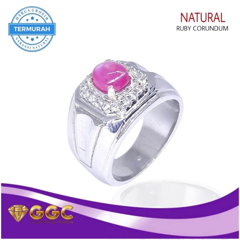 Cincin Batu Permata Natural Star Ruby Corundum