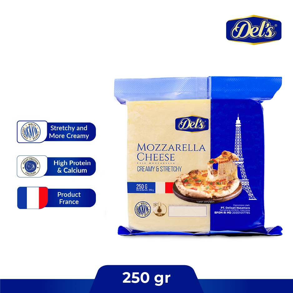 

Del's Mozzarella Cheese Creamy & Stretchy / Keju Mozzarella - 250Gr