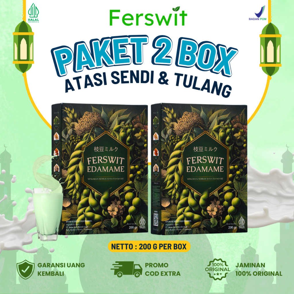 

SUSU FERSWIT EDAMAME JEPANG ORIGINAL 100% - MENGOBATI REMATIK SYARAF KEJEPIT NYERI LUTUT SENDI KOLESTROL HIPERTENSI KEBAS KEBAS 2 BOX