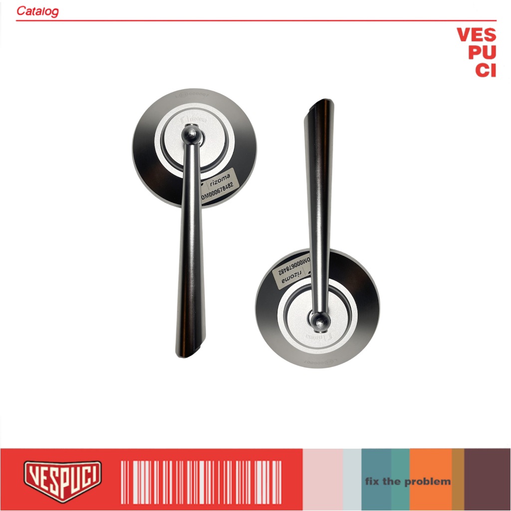 Spion Rizoma Class Retro Bulat Silver & Black Vespa Sprint Primavera LX LXV S GTS